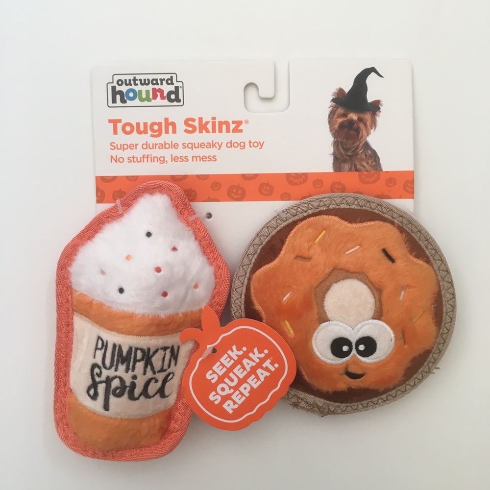 Dog Toys Outward Hound Tough Skinz Durable Squeaker No Mess NEW Pumpkin Spice